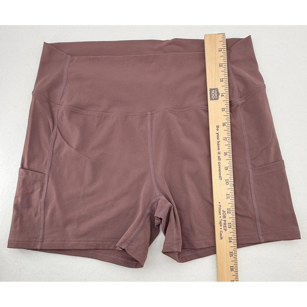 Womens‎ Biker Shorts Size 10 Mauve Pink High Rise Pocket Athletic